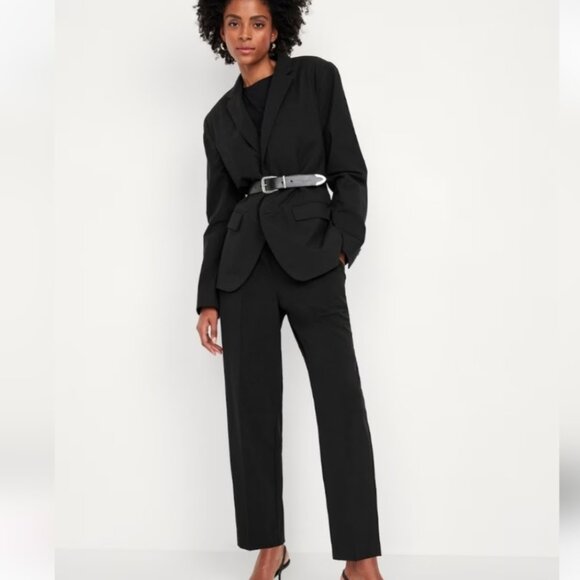 Old Navy Billie High-Waisted Straight Ankle Trouser in Black Career Women's XL - Picture 1 of 7